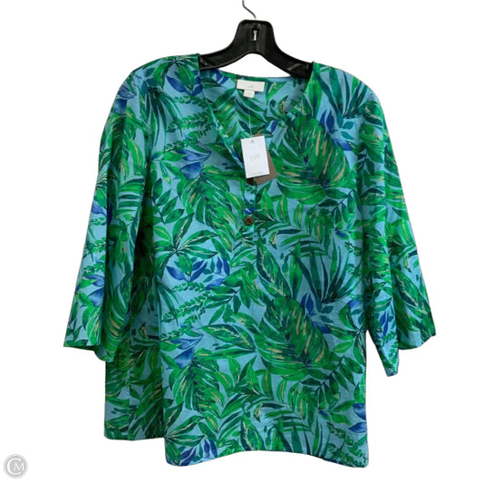 Blouse 3/4 Sleeve By J. Jill In Blue & Green, Size: S