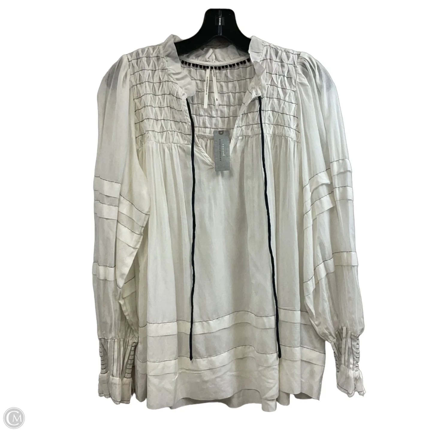 Blouse Long Sleeve By Anthropologie In White, Size: Xsp