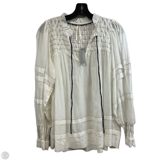 Blouse Long Sleeve By Anthropologie In White, Size: Xsp