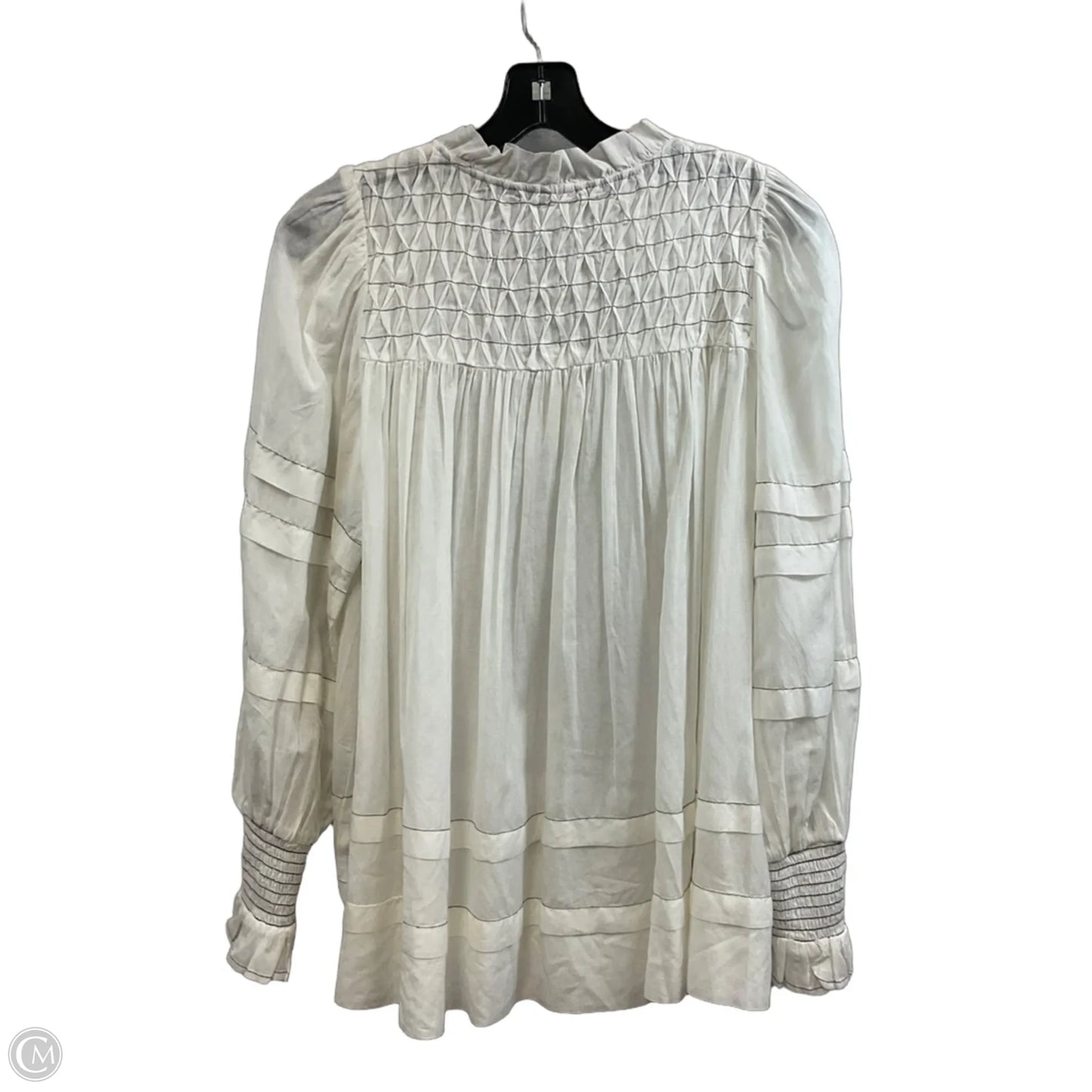 Blouse Long Sleeve By Anthropologie In White, Size: Xsp