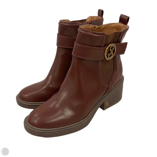 Boots Ankle Heels By Sam And Libby In Brown, Size: 8