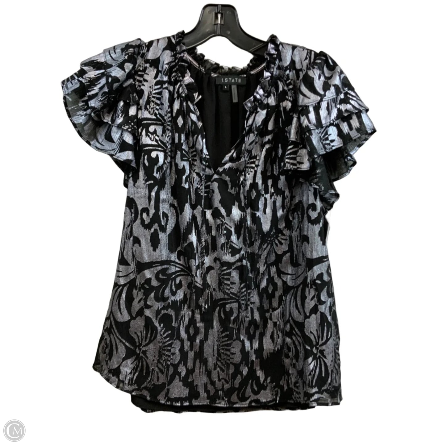 Blouse Short Sleeve By 1.state In Black, Size: L