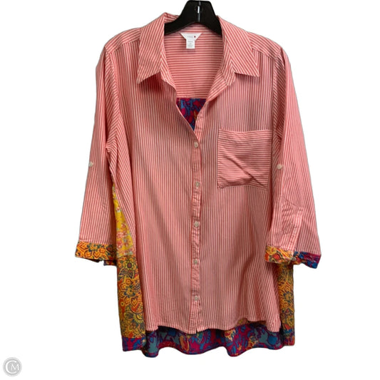 Blouse Long Sleeve By Intro In Red, Size: 1x