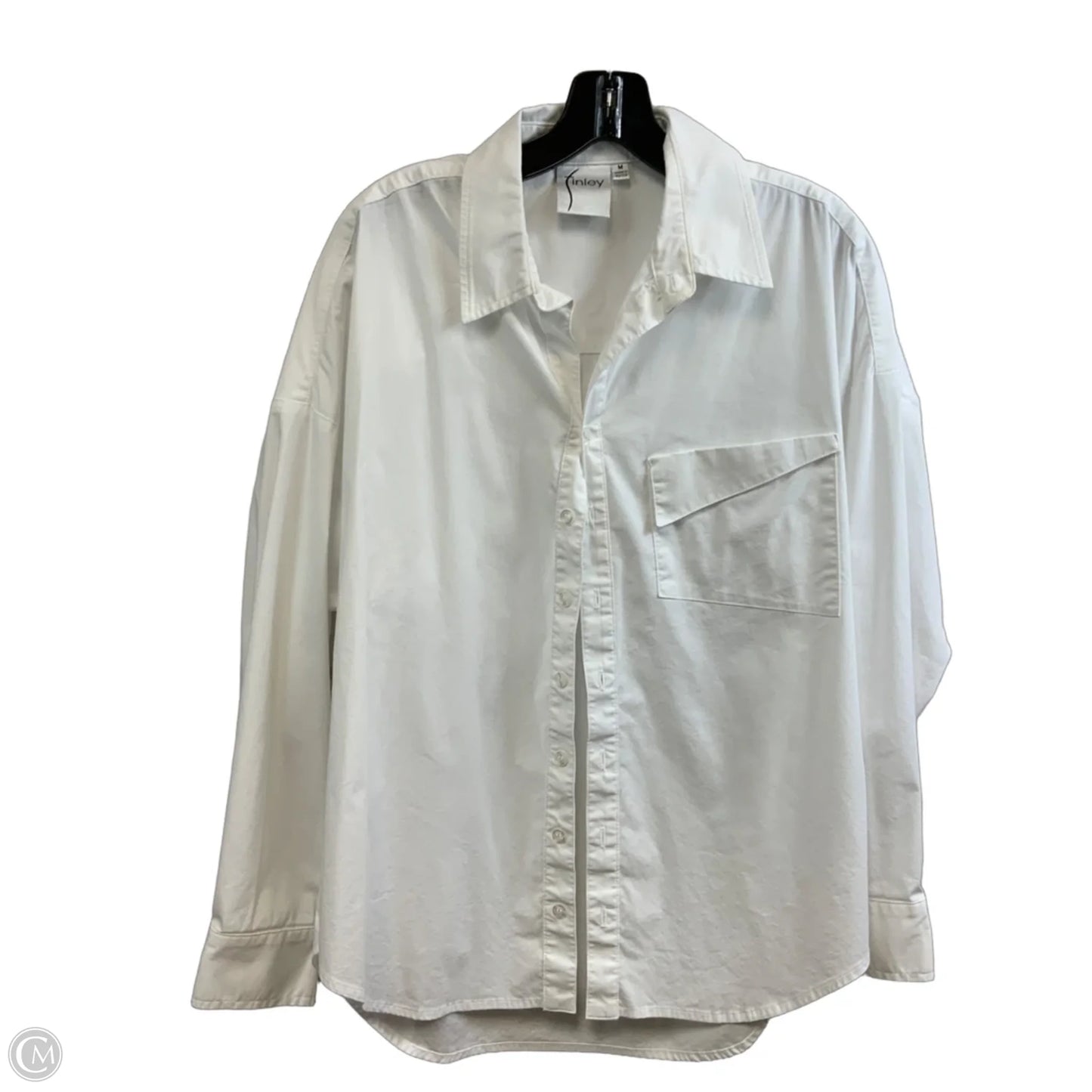 Blouse Long Sleeve By FINLEY In White, Size: M