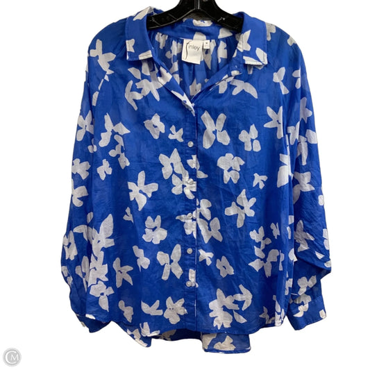 Blouse Long Sleeve By FINLEY In Blue, Size: M