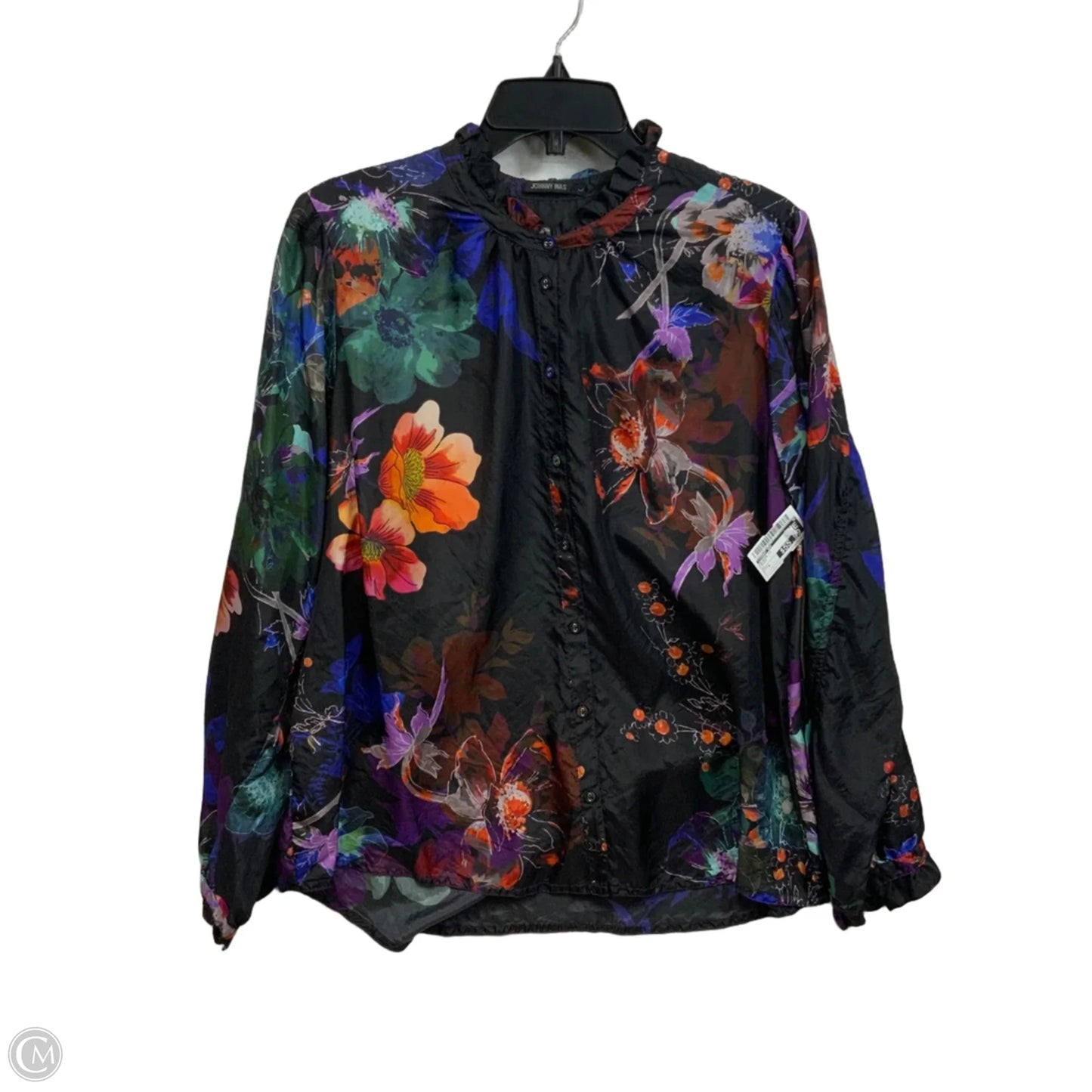 Blouse Long Sleeve By Johnny Was In Black, Size: L
