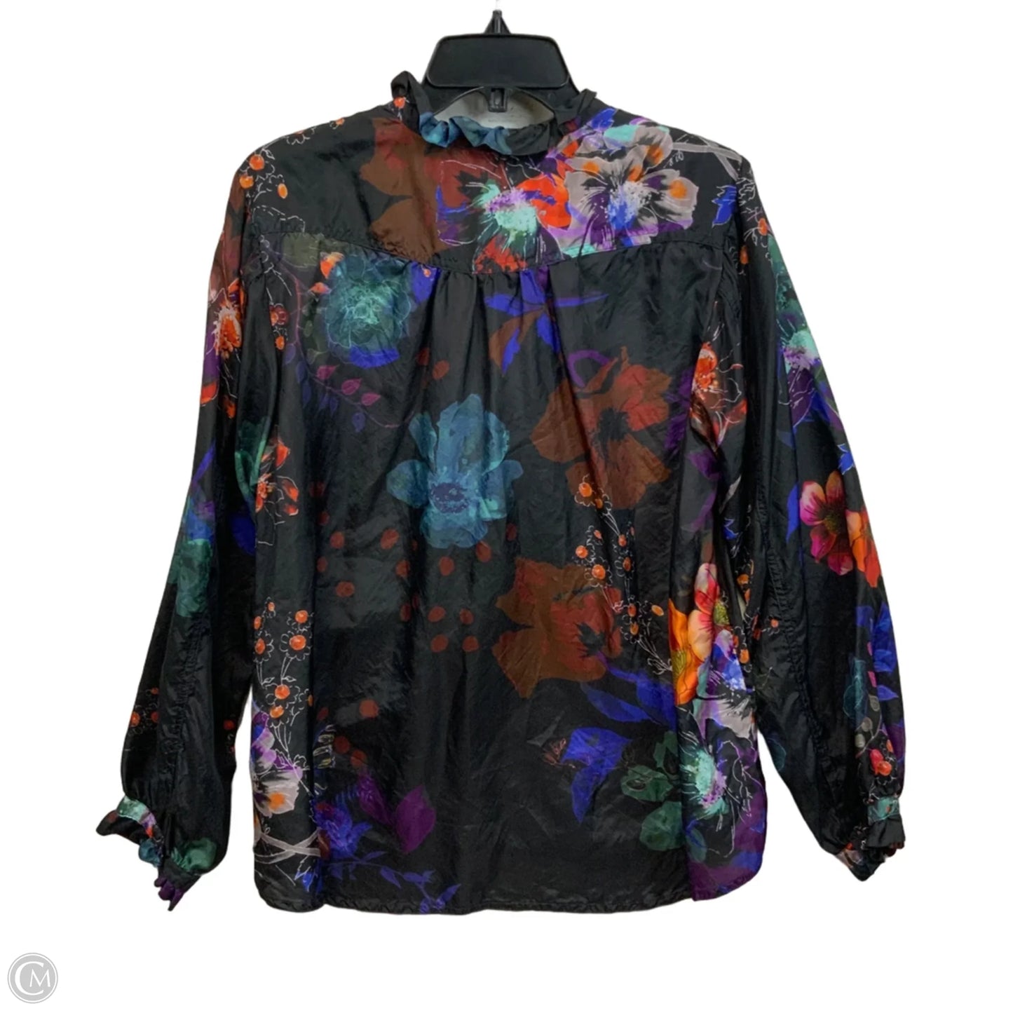Blouse Long Sleeve By Johnny Was In Black, Size: L