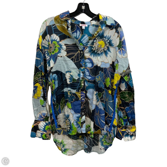 Blouse Long Sleeve By Johnny Was In Blue, Size: S