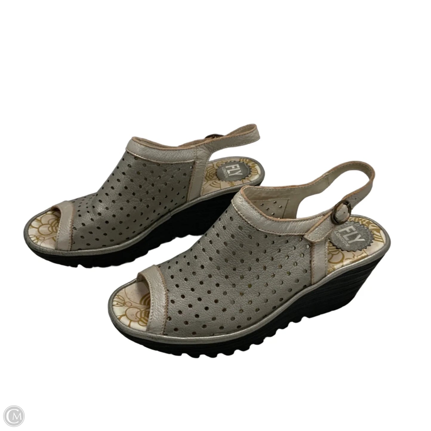 Sandals Heels Wedge By Fly London In Grey, Size: 9