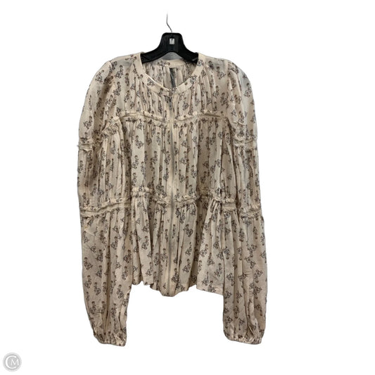 Blouse Long Sleeve By Anthropologie In Brown, Size: Xl