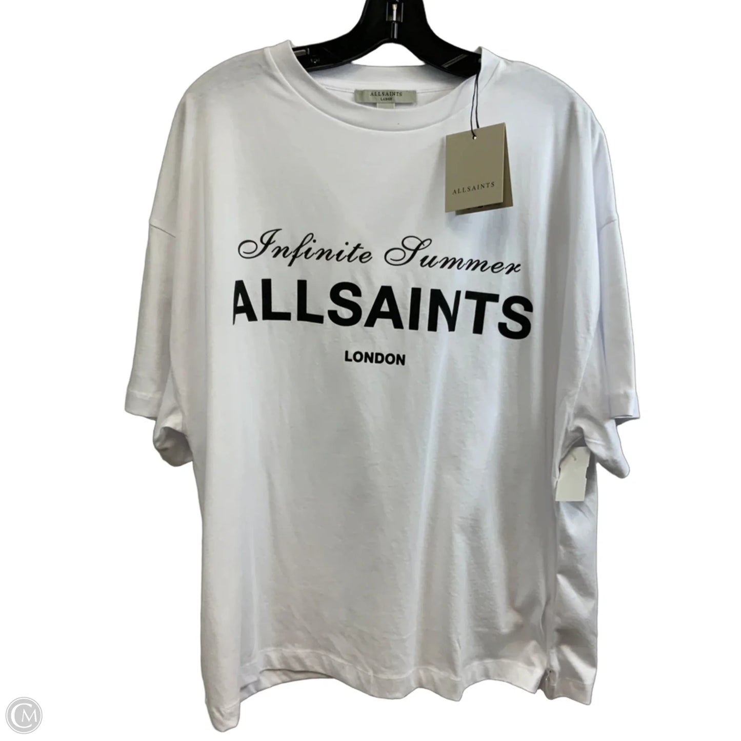 Top Short Sleeve Designer By All Saints In White, Size: L