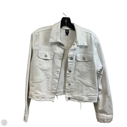 Jacket Denim By Gap In White Denim, Size: L