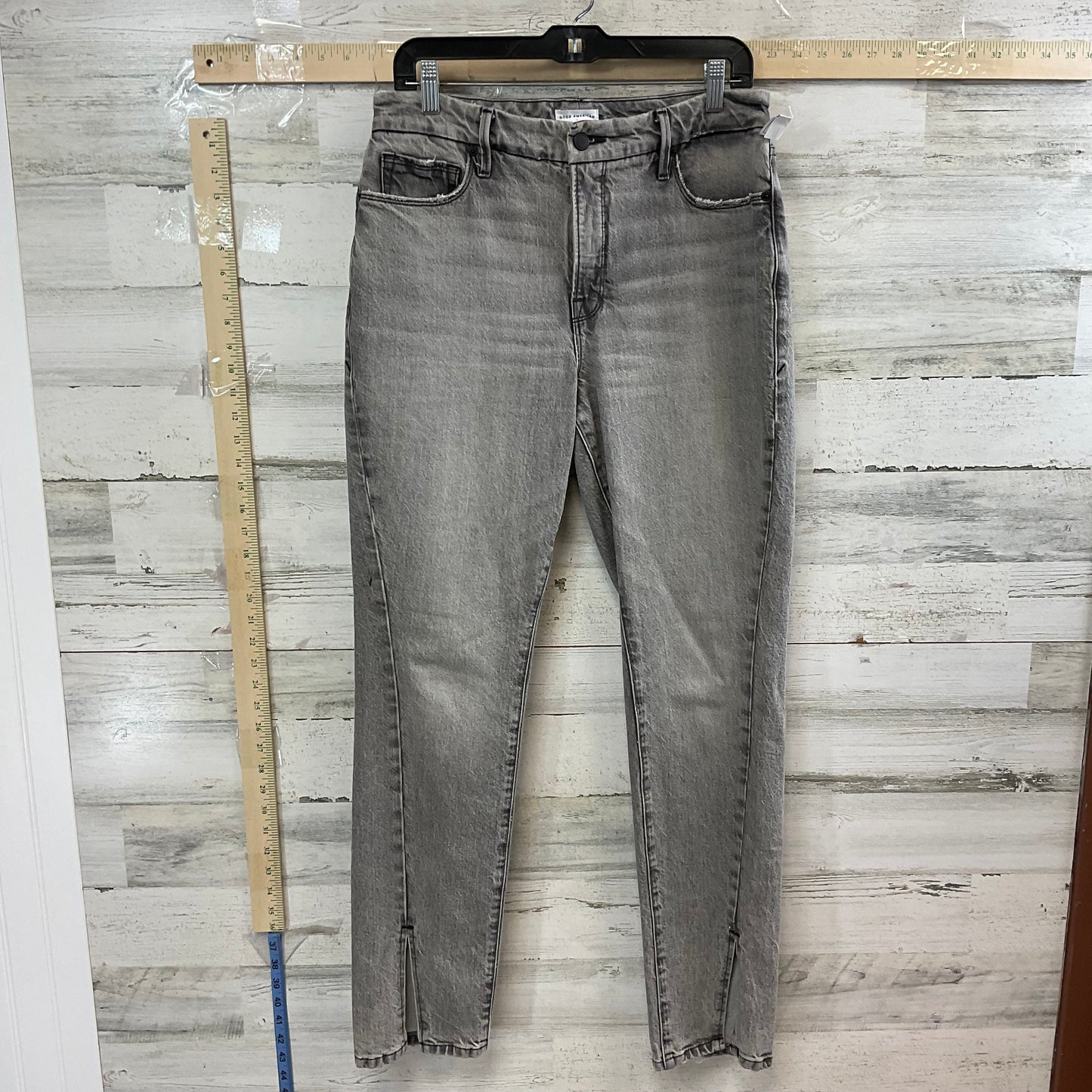 Grey Denim Jeans Straight Good American, Size 8