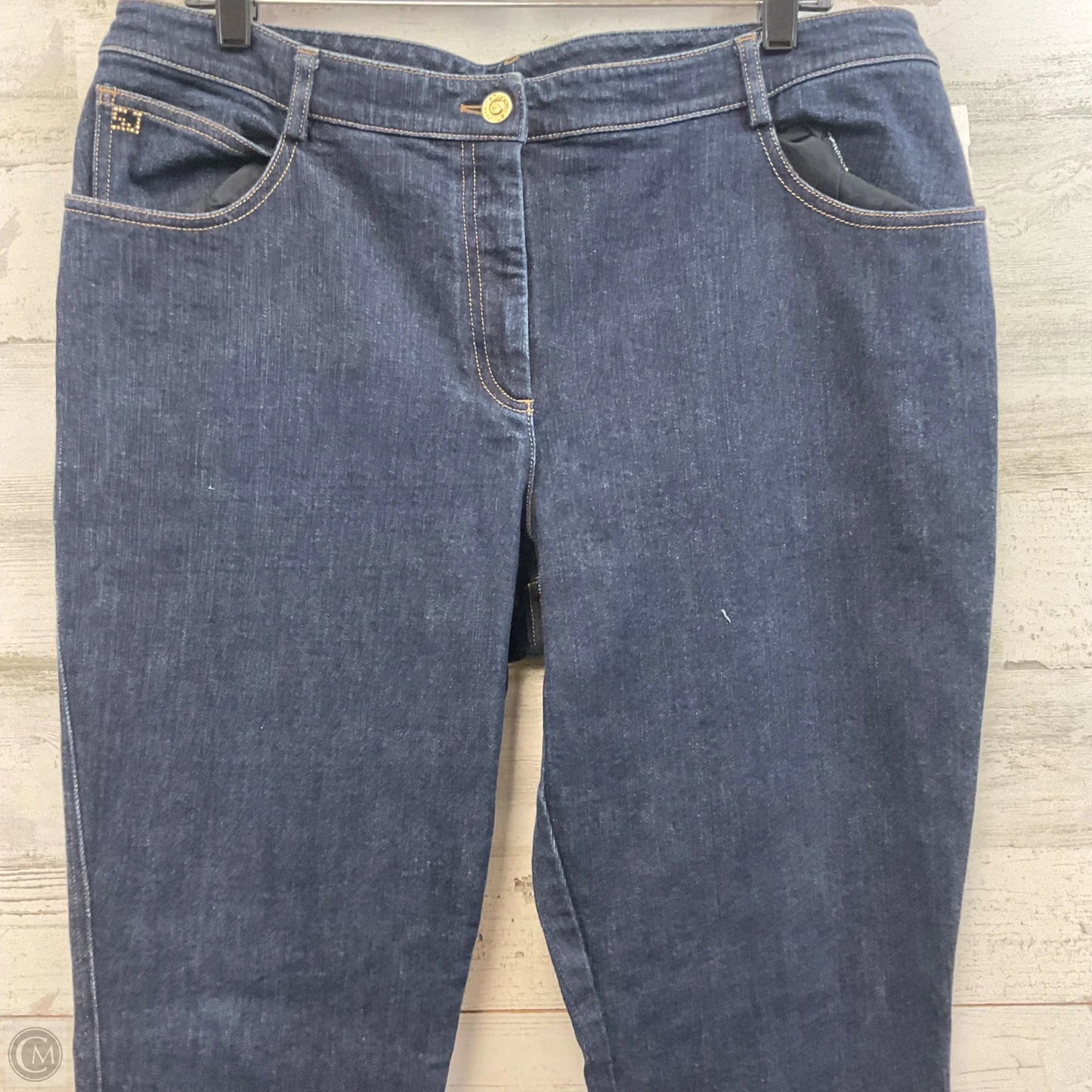 Jeans Straight By St. John In Blue Denim, Size: 14