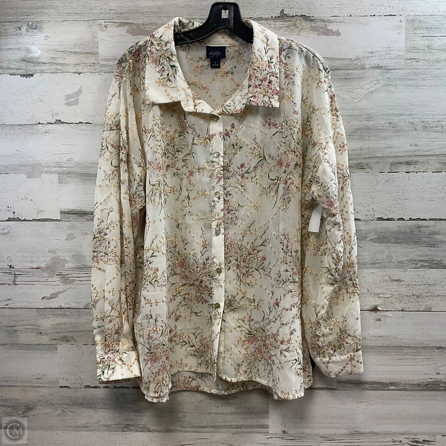 Blouse Long Sleeve By Daytrip In Cream, Size: L