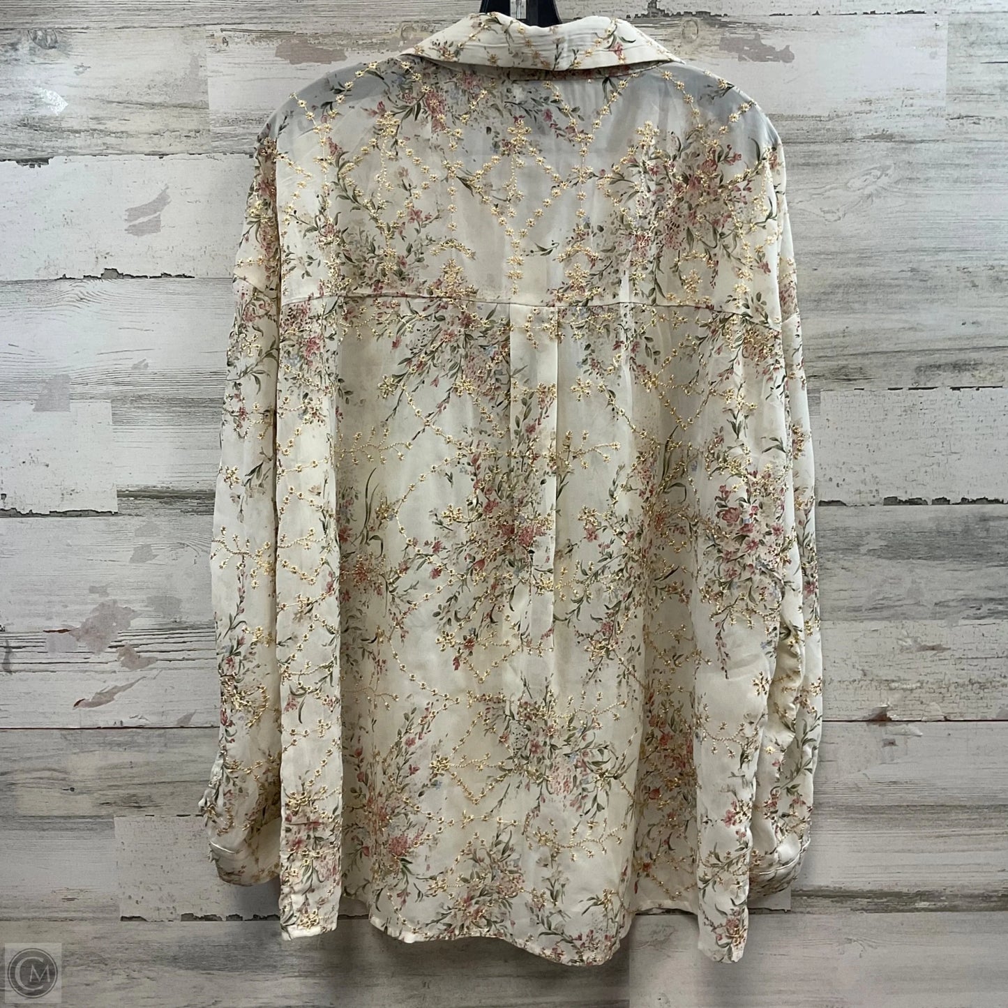 Blouse Long Sleeve By Daytrip In Cream, Size: L