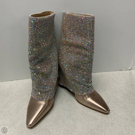 Boots Mid-calf Heels By Steve Madden In Silver, Size: 7.5