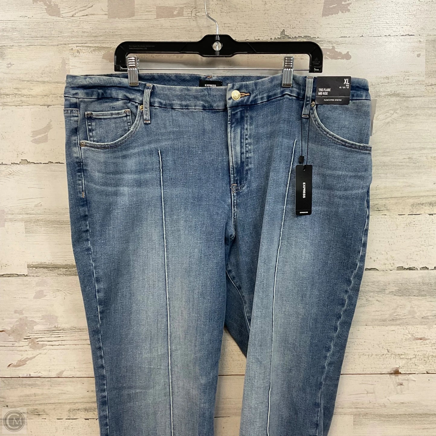 Jeans Flared By Express In Blue Denim, Size: Xl