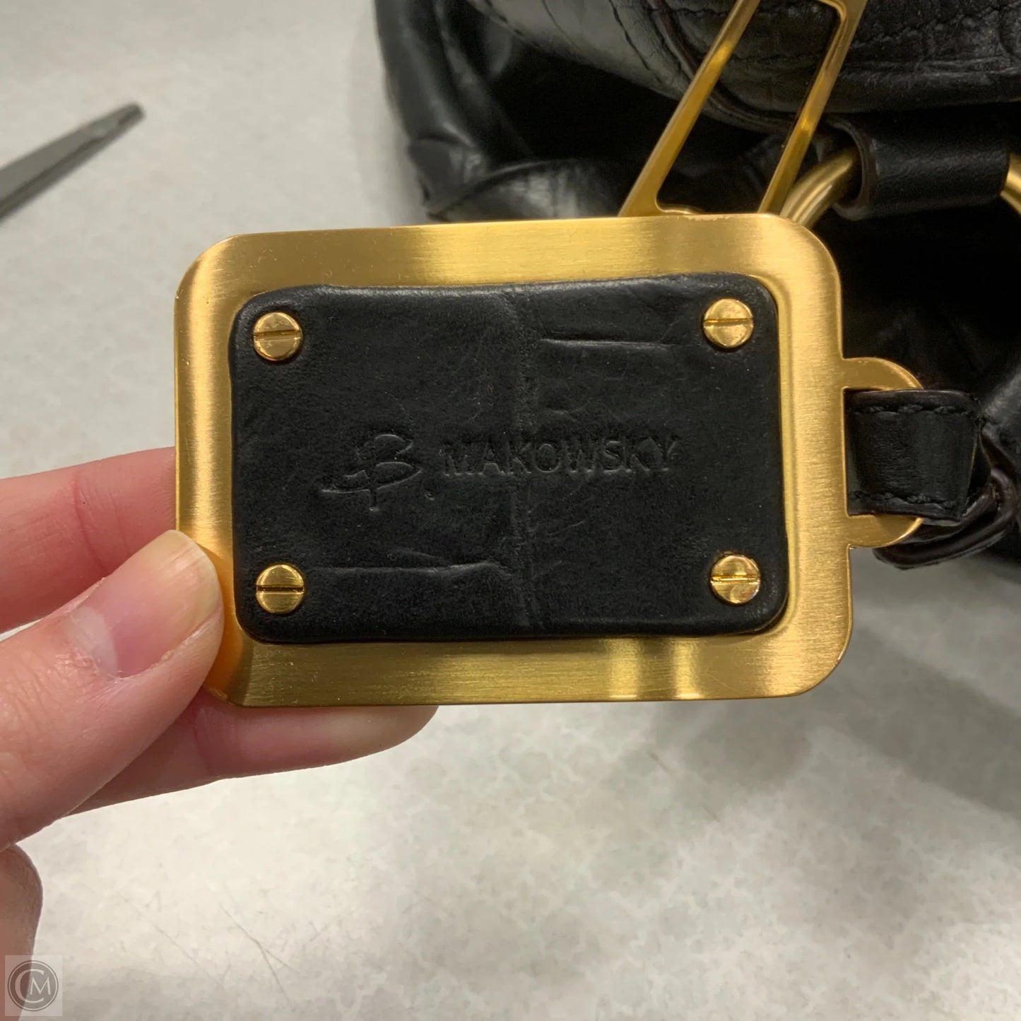 Handbag Leather By Makowsky, Size: Large