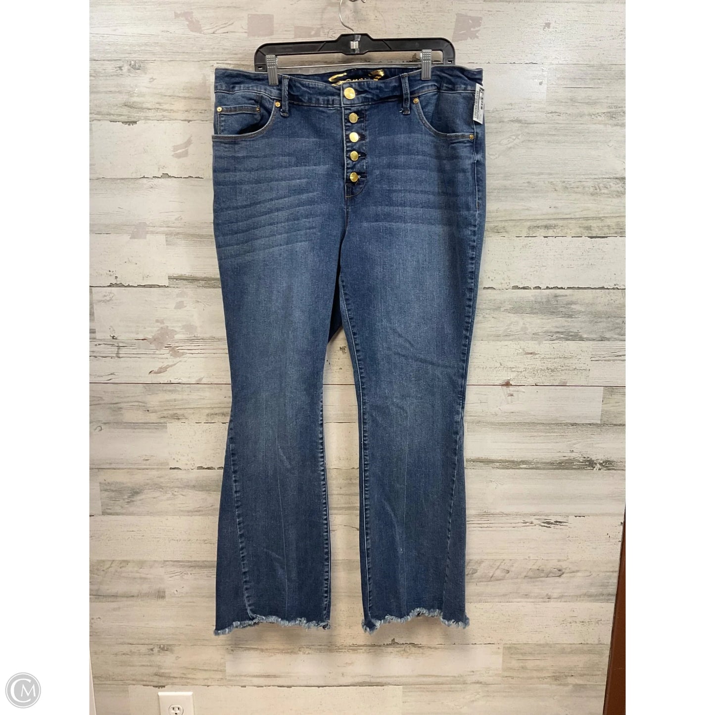Jeans Flared By Seven 7 In Blue Denim, Size: 18
