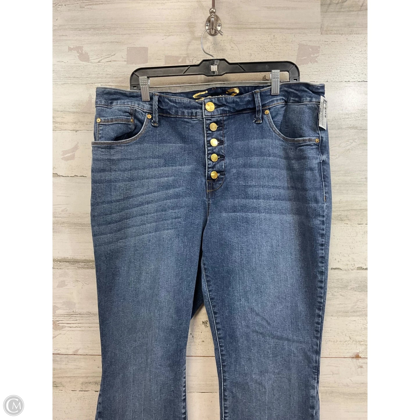 Jeans Flared By Seven 7 In Blue Denim, Size: 18
