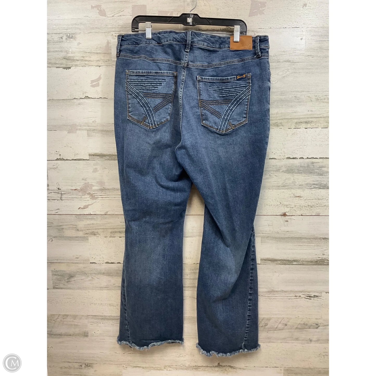 Jeans Flared By Seven 7 In Blue Denim, Size: 18