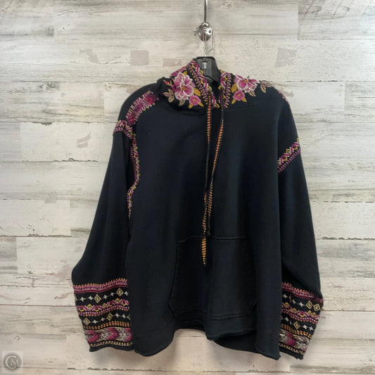 Sweatshirt Hoodie By Johnny Was In Black, Size: L