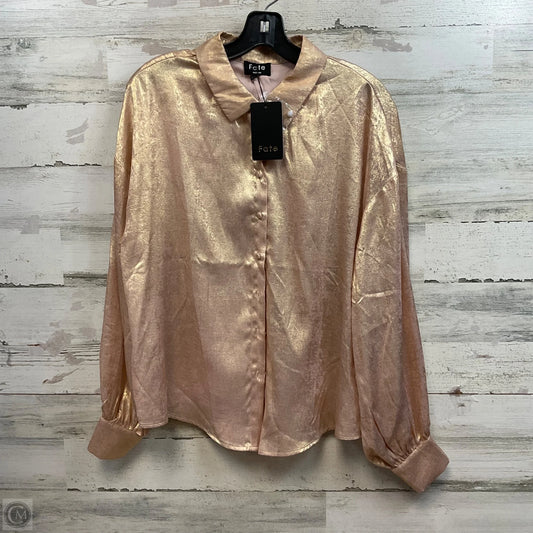 Top Long Sleeve By Fate In Gold, Size: M