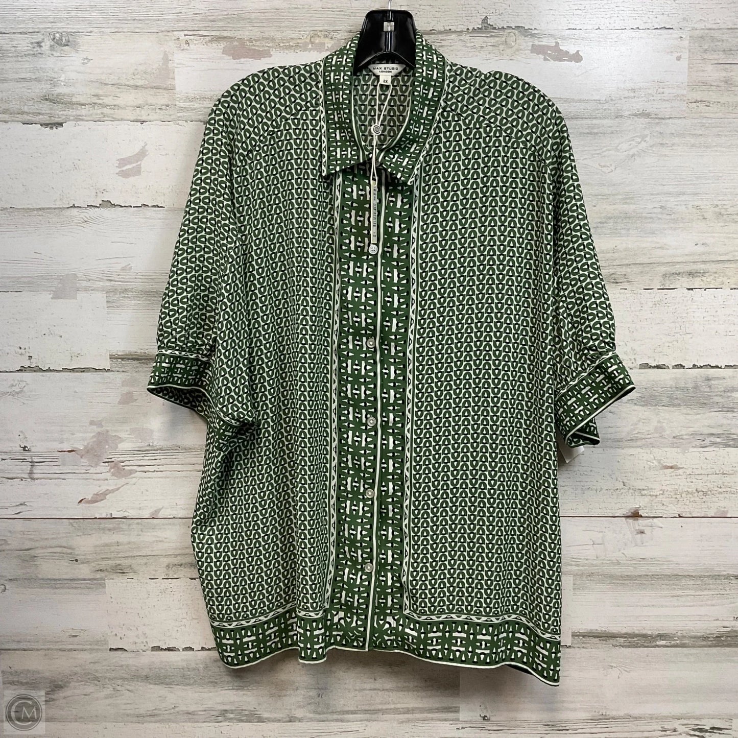 Top Short Sleeve By Max Studio In Green, Size: 2x