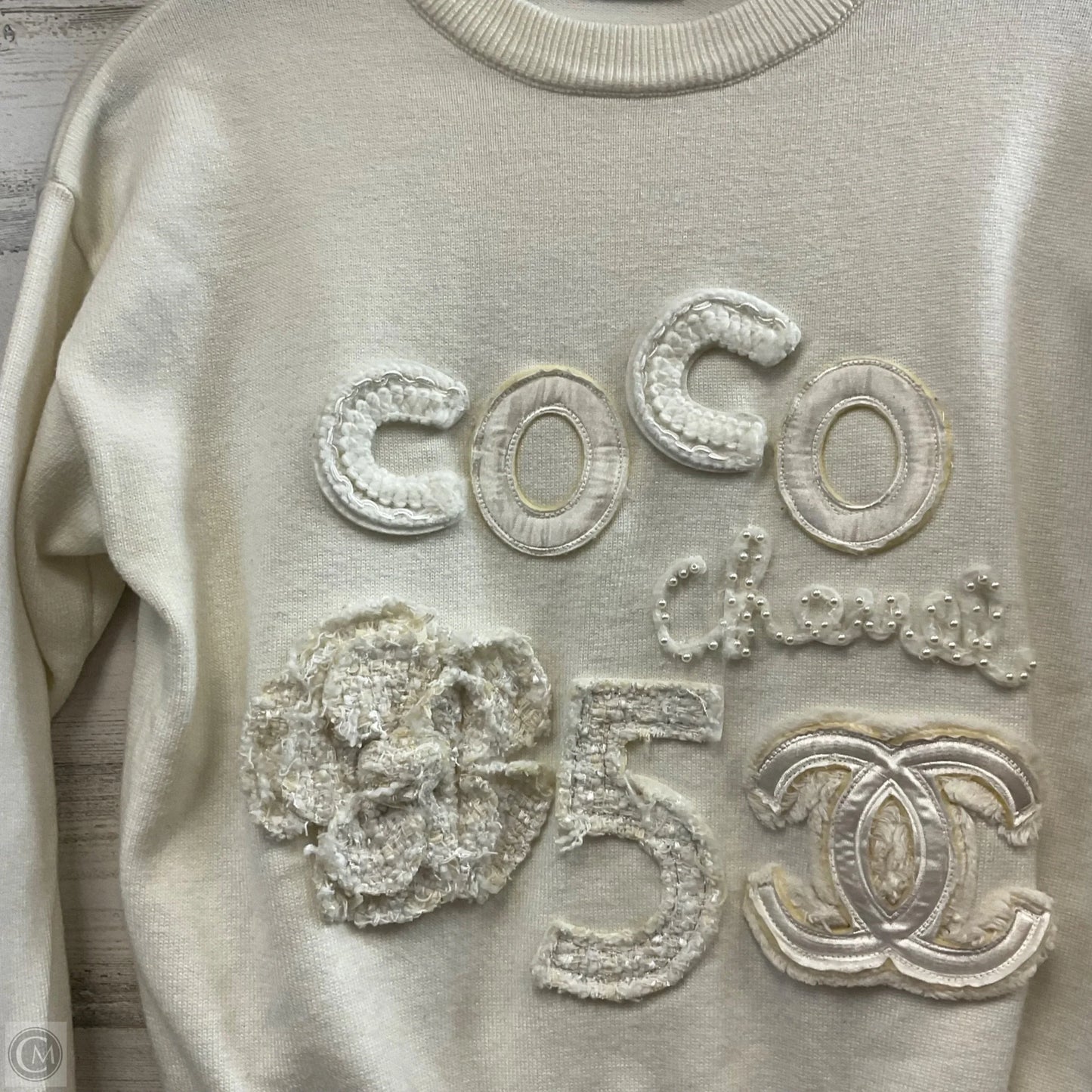 Sweater Luxury Designer By Chanel In Cream, Size: N/A