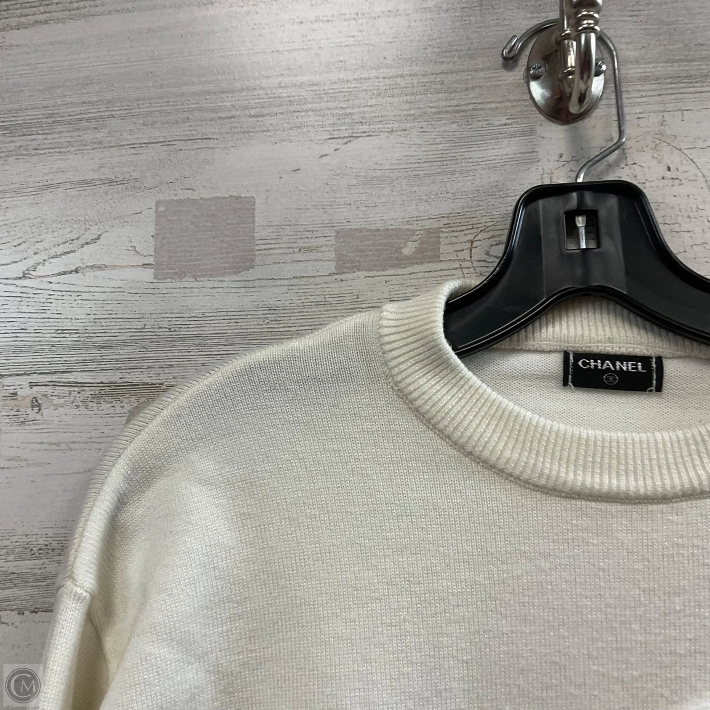 Sweater Luxury Designer By Chanel In Cream, Size: N/A