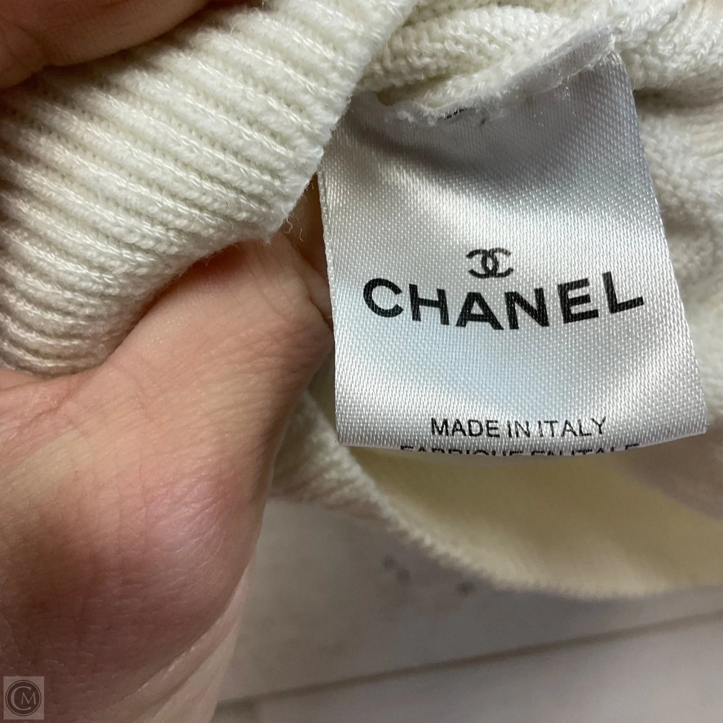 Sweater Luxury Designer By Chanel In Cream, Size: N/A