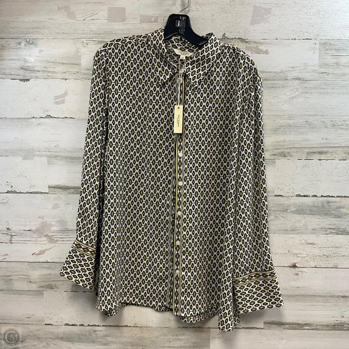 Top Long Sleeve By Max Studio In Green & Yellow, Size: 2x