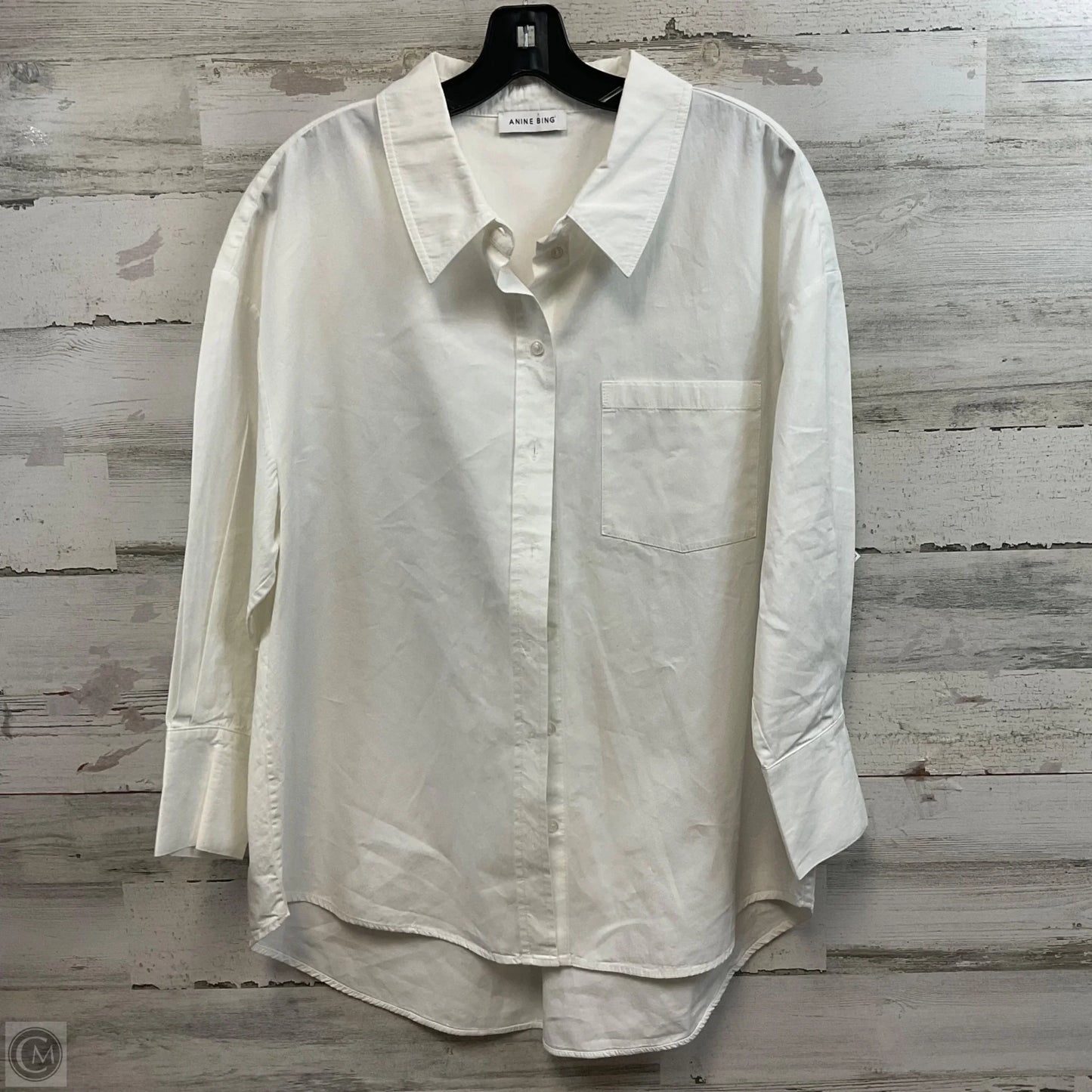 Blouse Long Sleeve By Anine Bing In White, Size: L