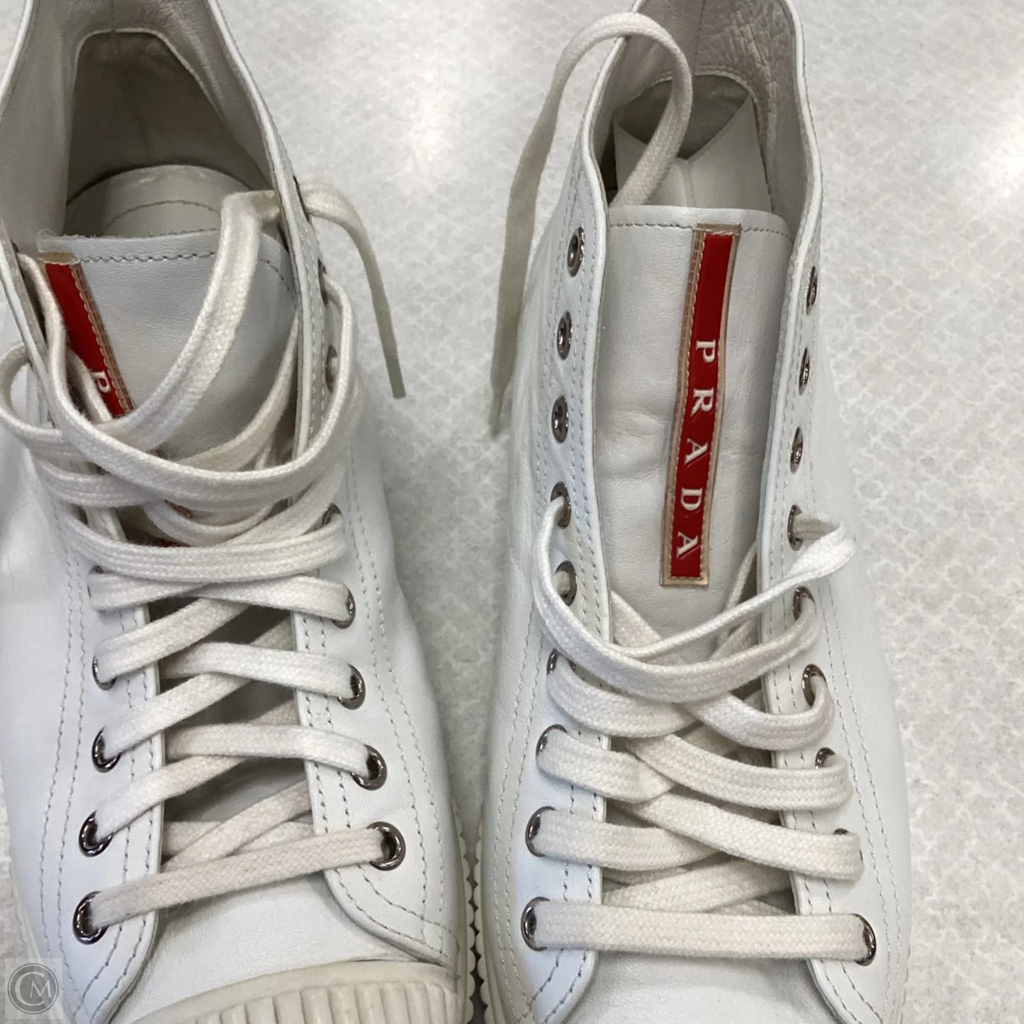 Shoes Luxury Designer By Prada In White, Size: 9.5