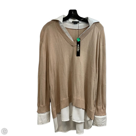 Top Long Sleeve By MEL & LISA In Tan & White, Size: Xl
