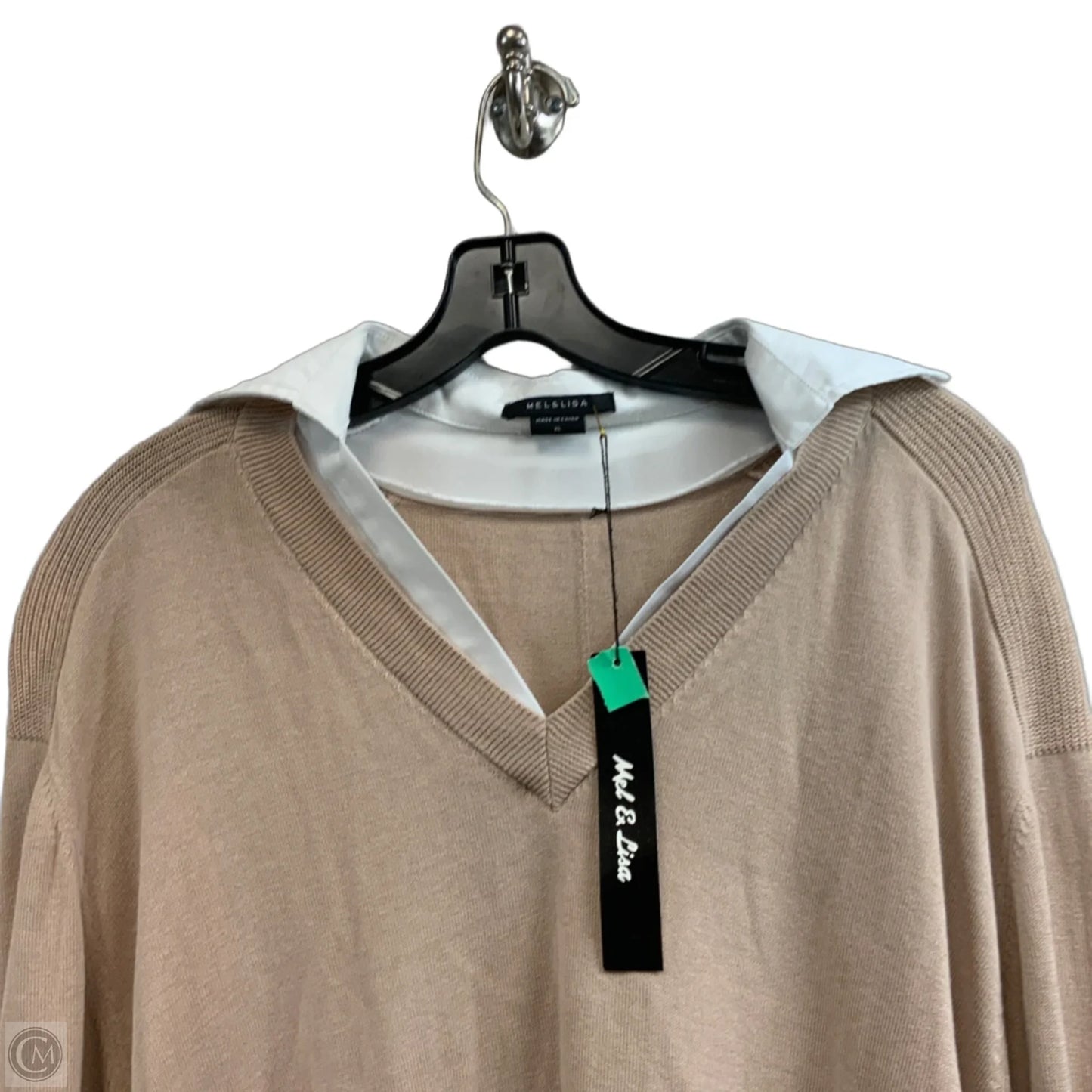 Top Long Sleeve By MEL & LISA In Tan & White, Size: Xl