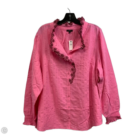 Top Long Sleeve By Talbots In Pink, Size: 2x