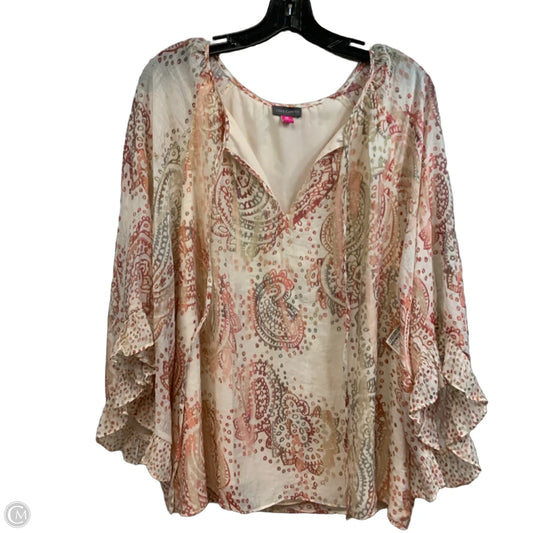 Top 3/4 Sleeve By Vince Camuto In Orange & Red, Size: Xxl