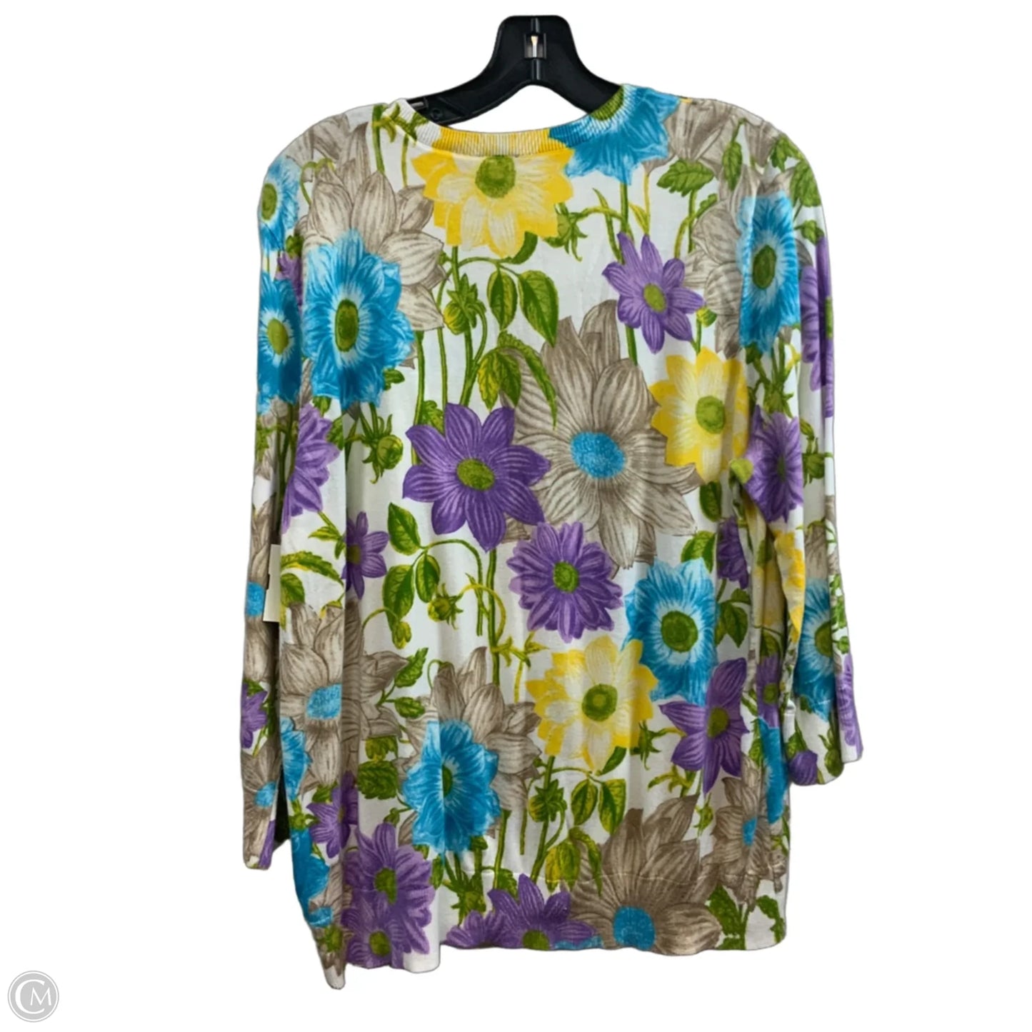 Cardigan By Talbots In Floral Print, Size: 2x