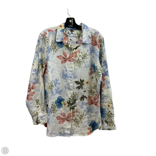 Blouse Long Sleeve By Tommy Bahama In Tropical Print, Size: L