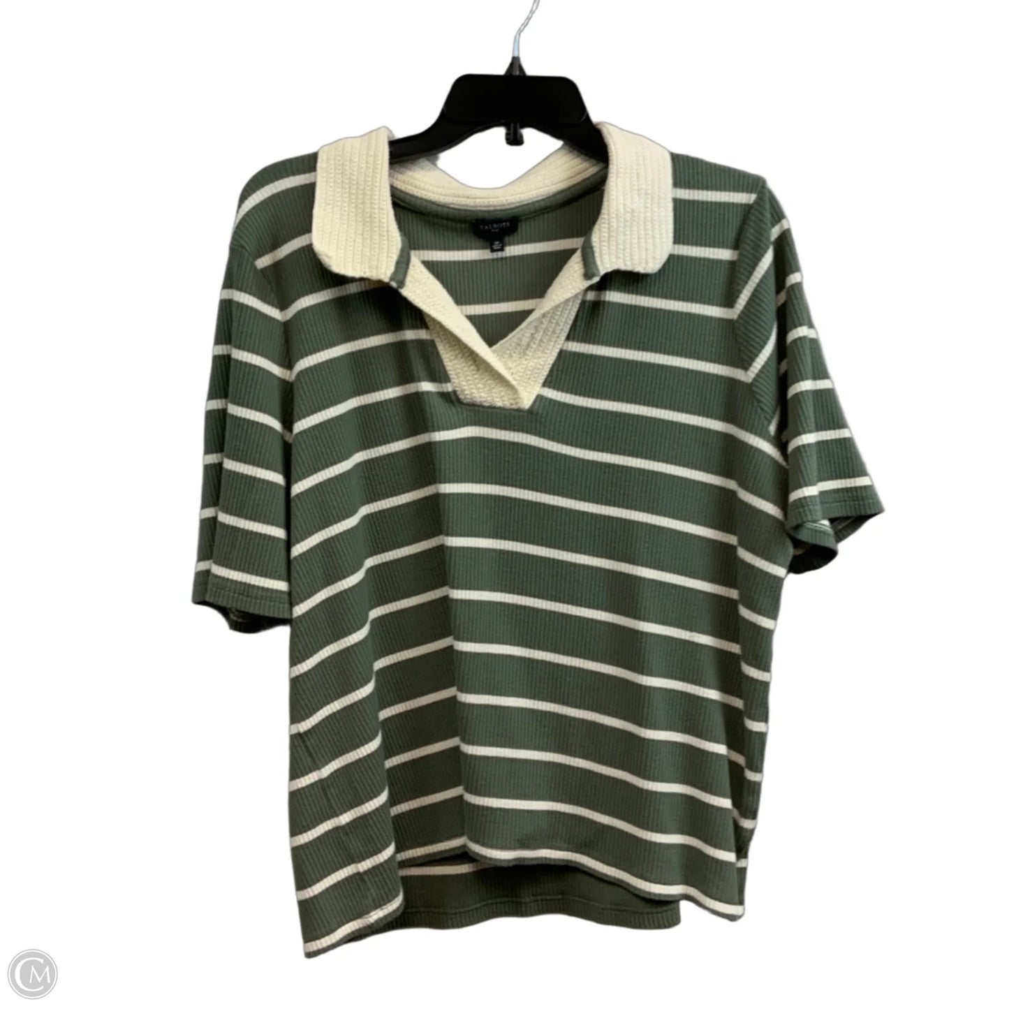 Top Short Sleeve By Talbots In Green & White, Size: 2x