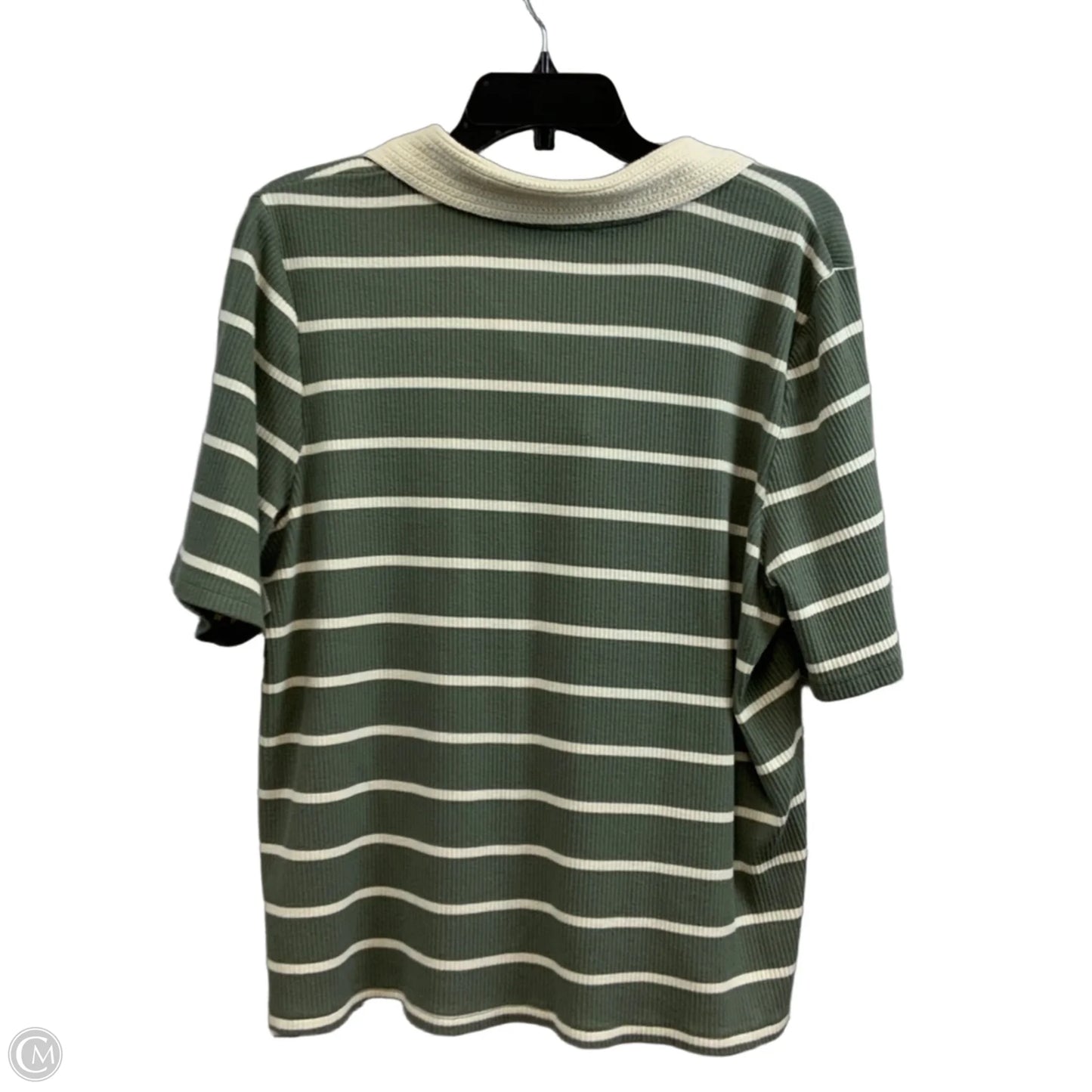 Top Short Sleeve By Talbots In Green & White, Size: 2x