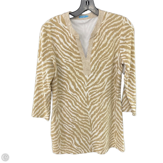 Tunic 3/4 Sleeve By J Mclaughlin In Tan & White, Size: Xs