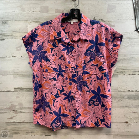 Blouse Short Sleeve By Karlie In Pink, Size: M
