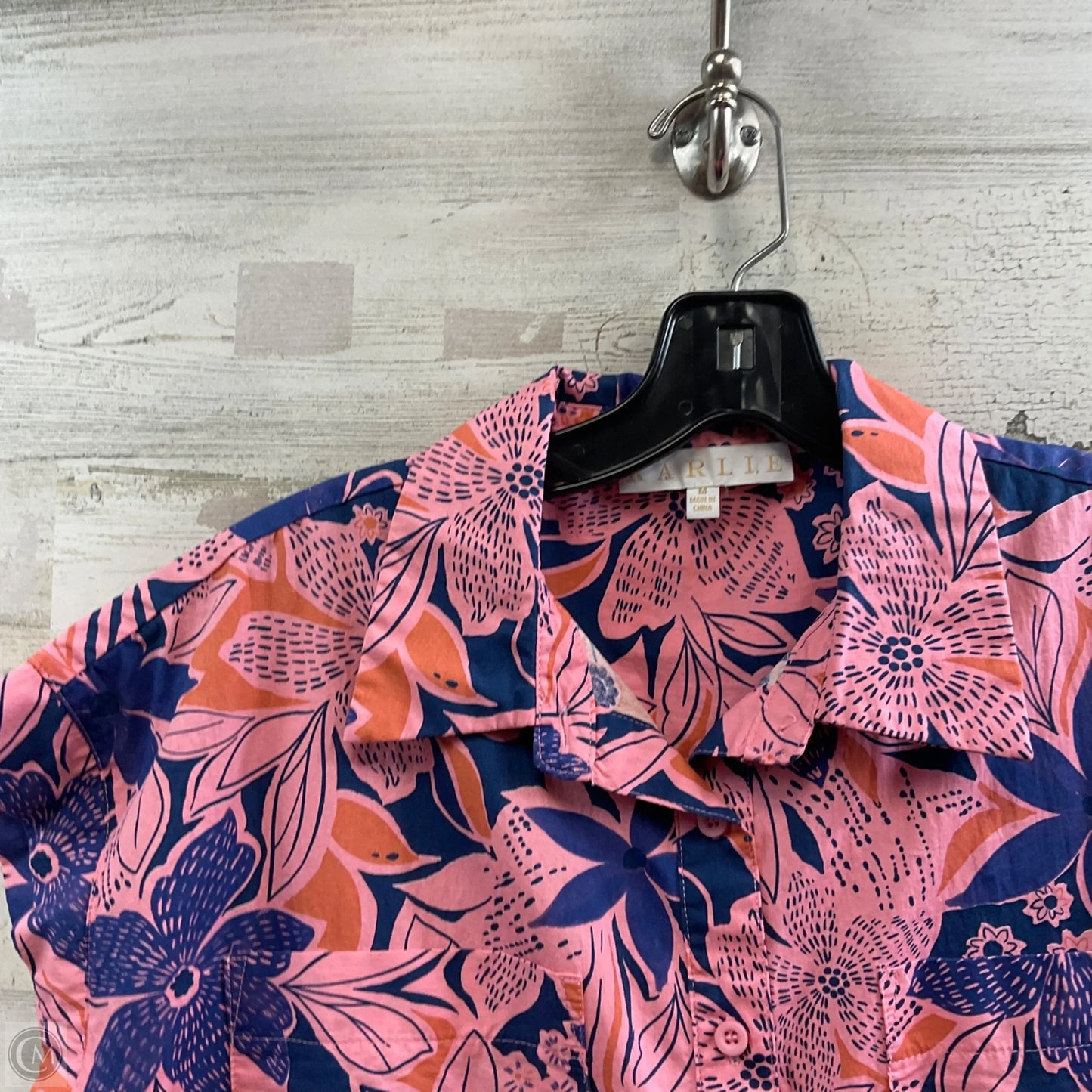 Blouse Short Sleeve By Karlie In Pink, Size: M
