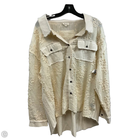 Top Long Sleeve By Pol In Cream, Size: M