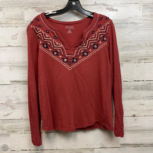 Top Long Sleeve Basic By Roper In Brown, Size: M