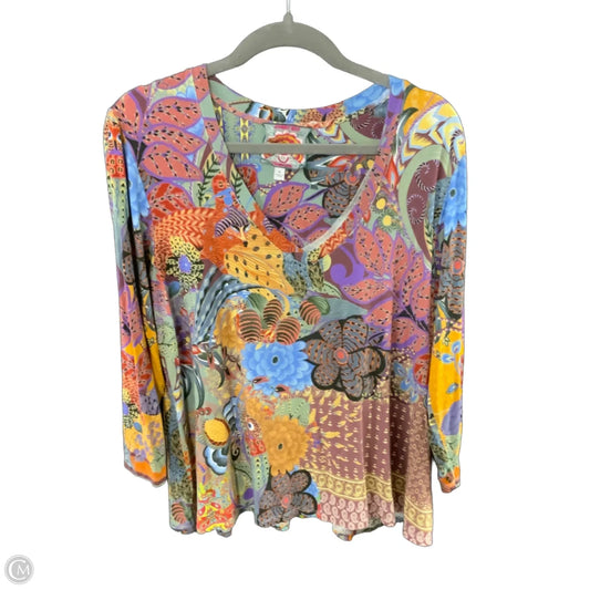 Top Long Sleeve Designer By Johnny Was In Orange & Purple, Size: Xlarge