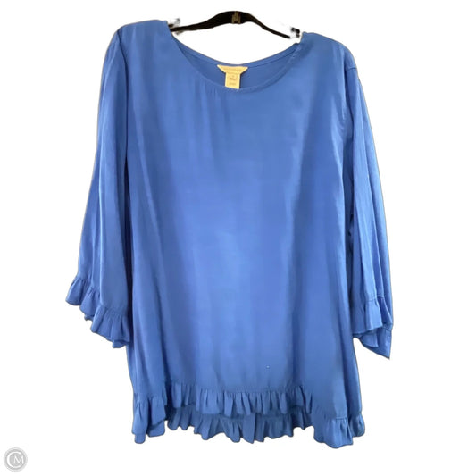 Top Long Sleeve Basic By Multiples In Blue, Size: 3x